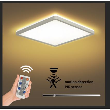 Brilagi - LED Prigušiva svjetiljka sa senzorom za pokret i dan/noć ULTRA SLIM LED/18W/230V 30x30 cm + daljinski upravljač