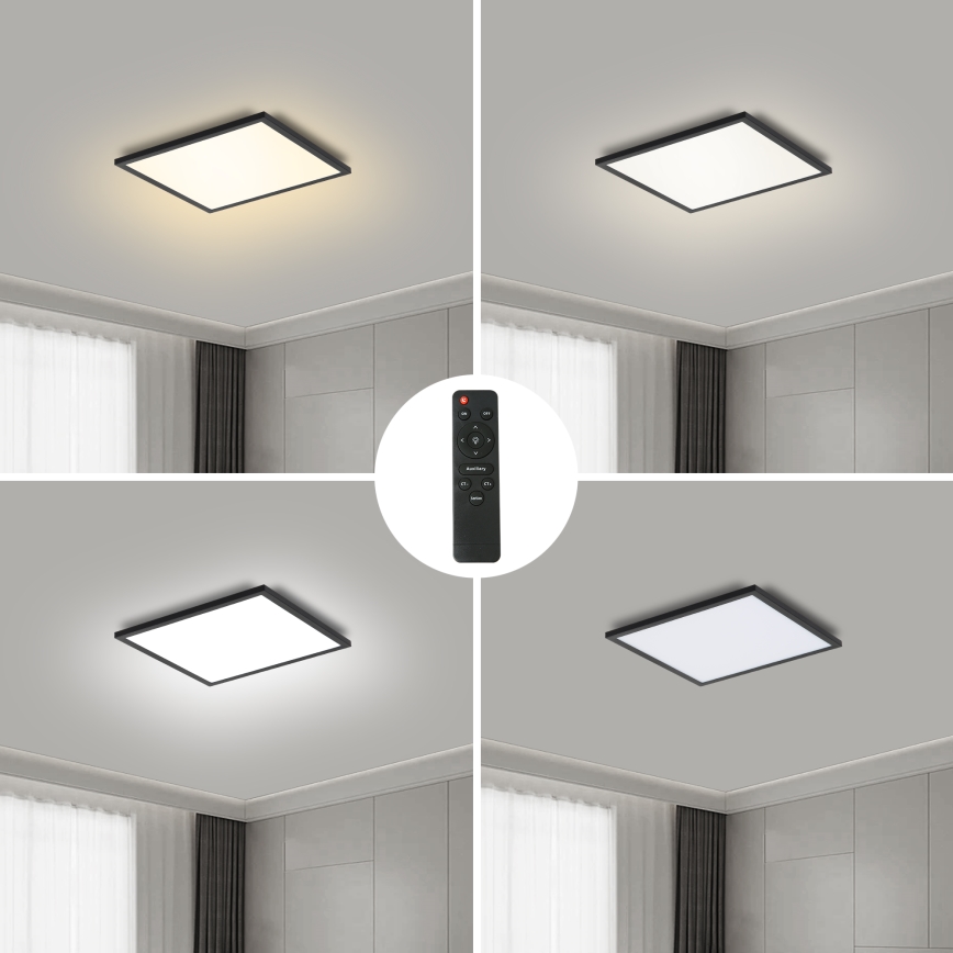 Brilagi - LED Prigušiva stropna svjetiljka SLIMFRAME LED/25W/230V 30x30 cm 3000-6000K crna + daljinski upravljač
