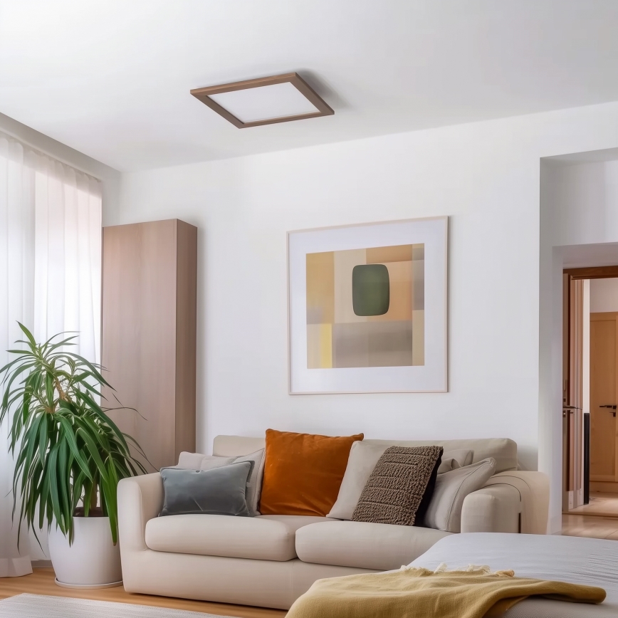 Brilagi - LED stropno svjetlo s mogućnošću prigušivanja SLIMFRAME WOOD LED/36W/230V 49,5x49,5 cm 3000-6000K tamno smeđe + s daljinskim upravljačem