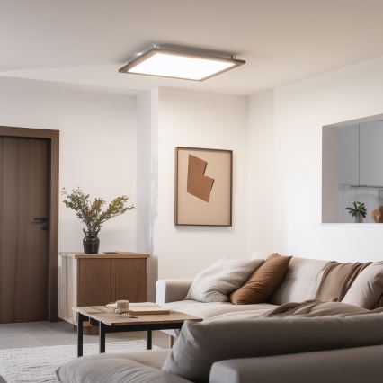 Brilagi - LED prigušivo stropno svjetlo SLIMFRAME WOOD LED/58W/230V 64x64 cm 3000-6000K tamno smeđa + daljinski upravljač