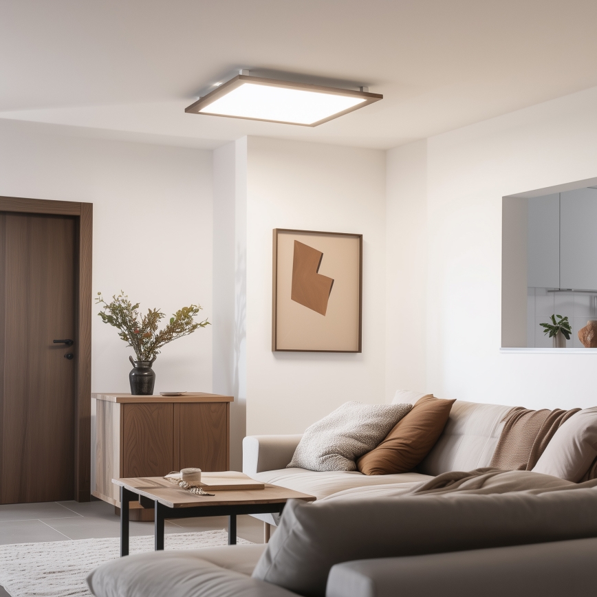 Brilagi - LED prigušivo stropno svjetlo SLIMFRAME WOOD LED/58W/230V 64x64 cm 3000-6000K tamno smeđa + daljinski upravljač
