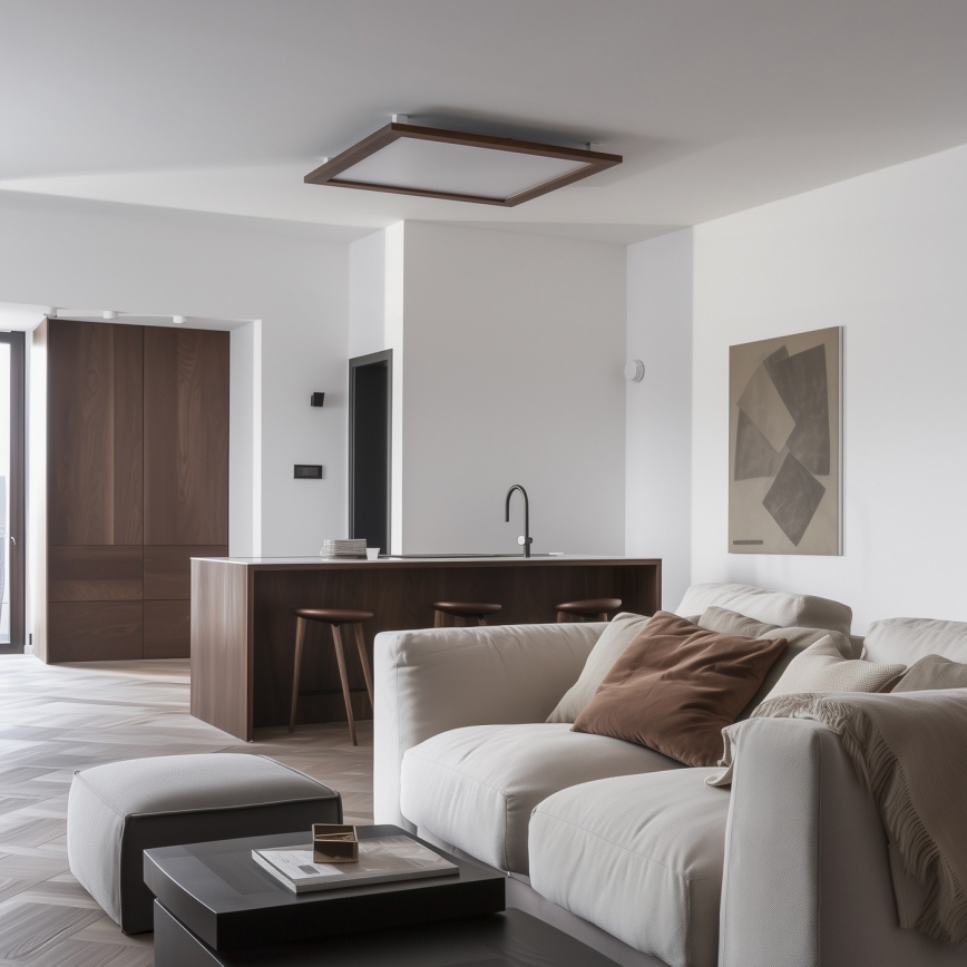 Brilagi - LED prigušivo stropno svjetlo SLIMFRAME WOOD LED/58W/230V 64x64 cm 3000-6000K tamno smeđa + daljinski upravljač