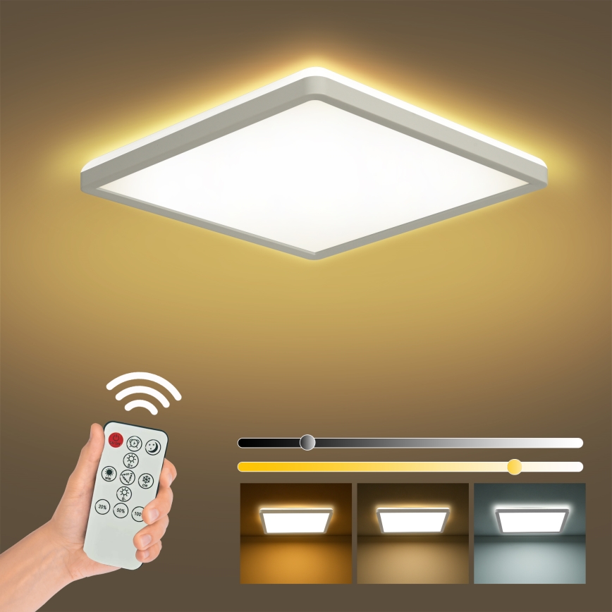 Brilagi - LED Prigušiva stropna svjetiljka ULTRA SLIM LED/18W/230V 2700-6500K 30x30 cm bijela + daljinski upravljač