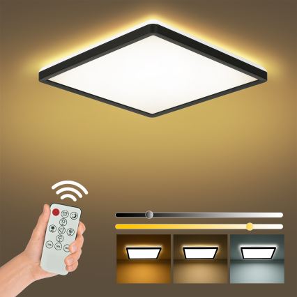 Brilagi - LED Prigušiva stropna svjetiljka ULTRA SLIM LED/18W/230V 2700-6500K 30x30 cm crna + daljinski upravljač