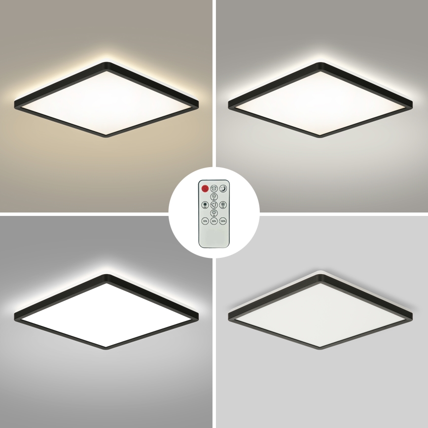 Brilagi - LED Prigušiva stropna svjetiljka ULTRA SLIM LED/18W/230V 2700-6500K 30x30 cm crna + daljinski upravljač