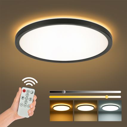 Brilagi - LED Prigušiva stropna svjetiljka ULTRA SLIM LED/18W/230V 2700-6500K pr. 30 cm crna + daljinski upravljač
