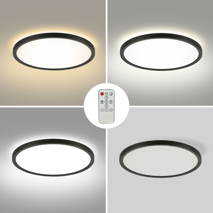 Brilagi - LED Prigušiva stropna svjetiljka ULTRA SLIM LED/18W/230V 2700-6500K pr. 30 cm crna + daljinski upravljač