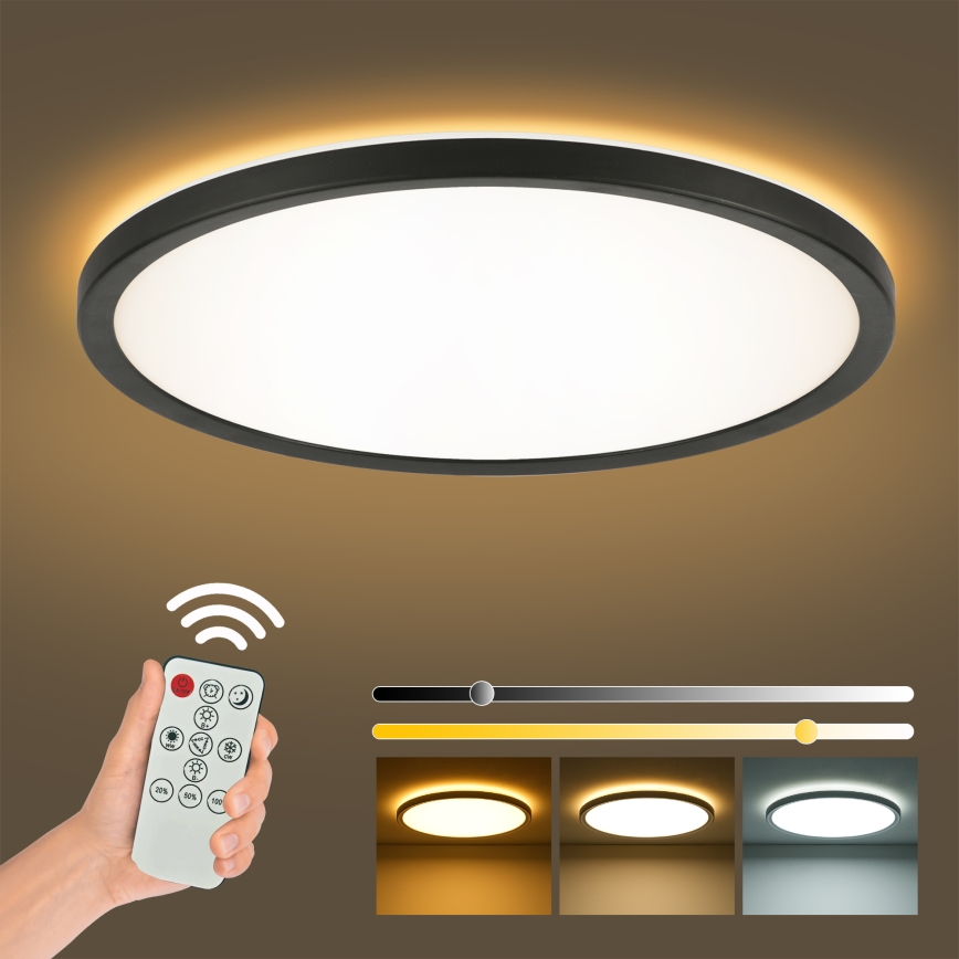 Brilagi - LED Prigušiva stropna svjetiljka ULTRA SLIM LED/24W/230V 2700-6500K pr. 42 cm crna + daljinski upravljač