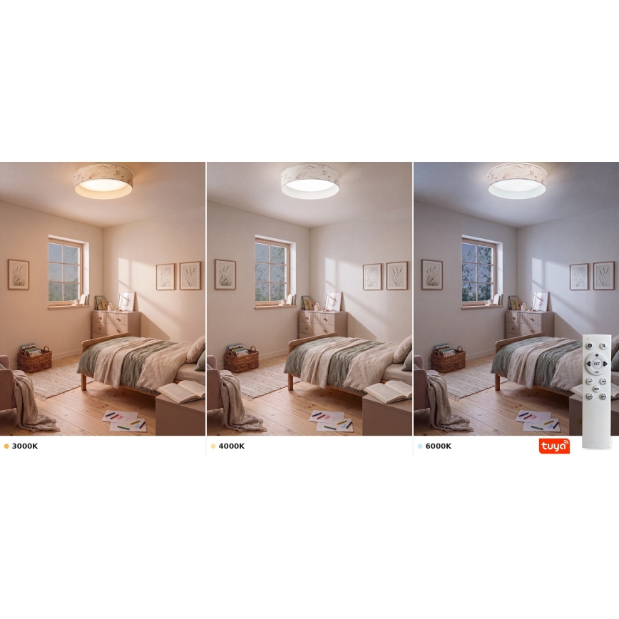 Brilagi - LED stropna svjetiljka s mogućnošću prigušivanja VELVET SMARTIX STARS LED/24W/230V 3000-6000K prom. 45 cm bijela/s cvjetnim uzorkom Wi-Fi Tuya Beacon + daljinski upravljač