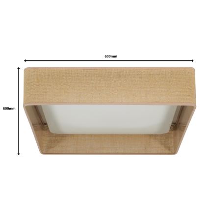 Brilagi - LED prigušivo stropno svjetlo VELVET SQUARE SMART LED/36W/230V 60x60 cm 2700-6500K Wi-Fi Tuya + daljinski upravljač smeđa