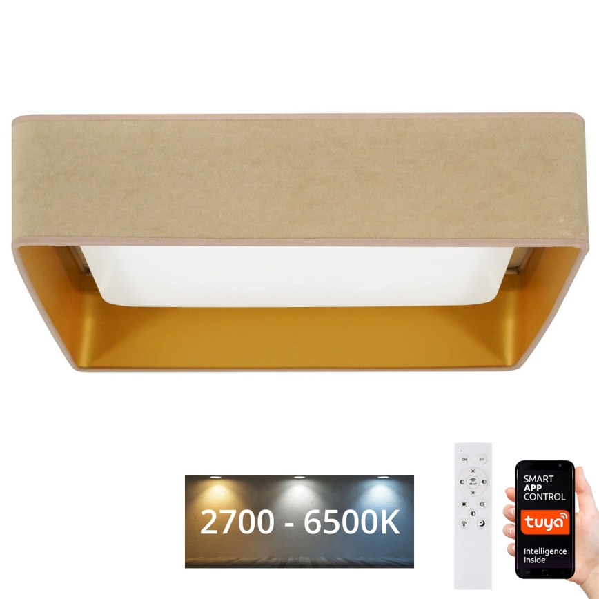 Brilagi - LED Prigušiva stropna svjetiljka VELVET SQUARE SMART LED/36W/230V 2700-6500K Wi-Fi Tuya + daljinski upravljač bež