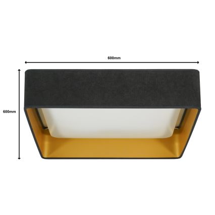 Brilagi - LED Prigušiva stropna svjetiljka VELVET SQUARE SMART LED/36W/230V 2700-6500K Wi-Fi Tuya + daljinski upravljač siva