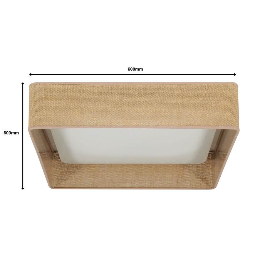 Brilagi - LED Prigušiva stropna svjetiljka VELVET SQUARE SMART LED/36W/230V 2700-6500K Wi-Fi Tuya + daljinski upravljač smeđa