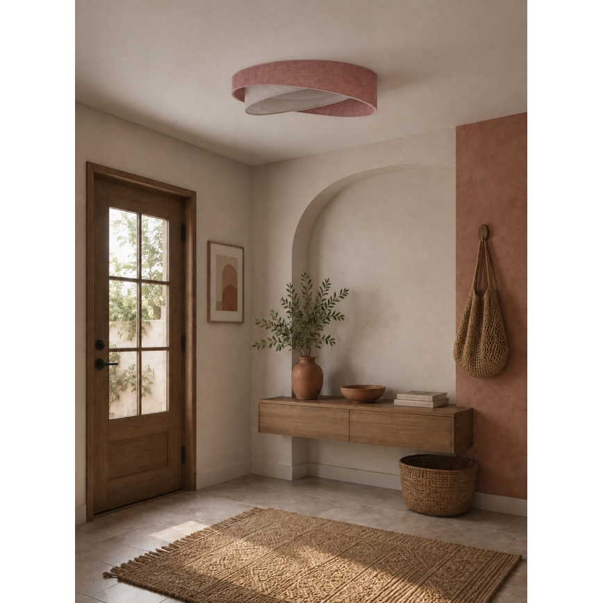 BRILAGI - LED prigušiva stropna svjetiljka VELVET TWIST LED/36W/230V 3000-6000K Ø 65 cm Wi-Fi Tuya Beacon ružičasta/krem + daljinski upravljač