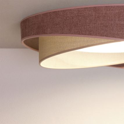 BRILAGI - LED prigušiva stropna svjetiljka VELVET TWIST LED/36W/230V 3000-6000K Ø 65 cm Wi-Fi Tuya Beacon ružičasta/krem + daljinski upravljač