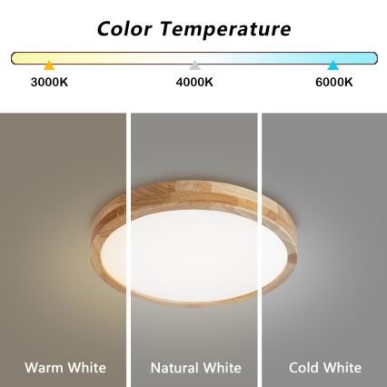 Brilagi - LED prigušivo stropno svjetlo WOODLINE LED/48W/230V 3000-6000K hrast ø 40 cm + daljinski upravljač