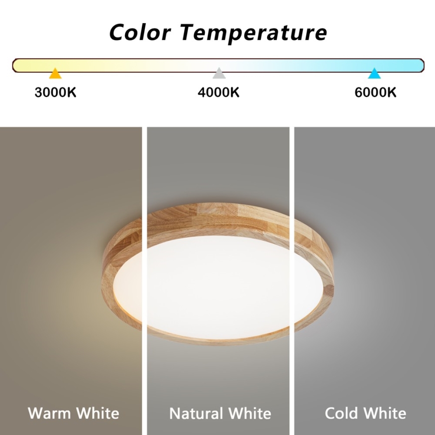 Brilagi - LED prigušivo stropno svjetlo WOODLINE LED/48W/230V 3000-6000K hrast ø 40 cm + daljinski upravljač