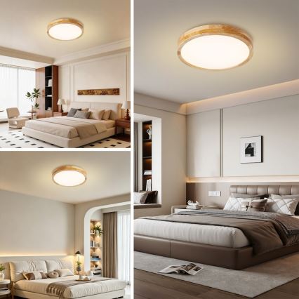 Brilagi - LED prigušivo stropno svjetlo WOODLINE LED/48W/230V 3000-6000K hrast ø 40 cm + daljinski upravljač
