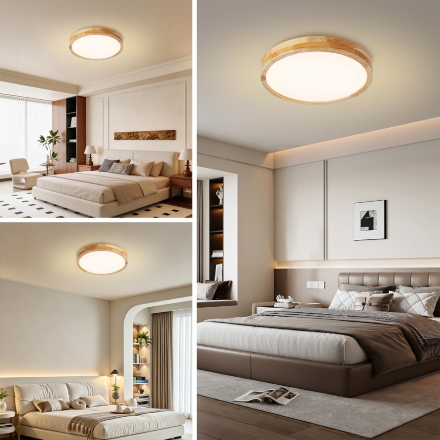 Brilagi - LED prigušivo stropno svjetlo WOODLINE LED/48W/230V 3000-6000K hrast ø 40 cm + daljinski upravljač