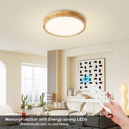 Brilagi - LED prigušivo stropno svjetlo WOODLINE LED/48W/230V 3000-6000K hrast ø 40 cm + daljinski upravljač