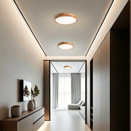 Brilagi - LED prigušivo stropno svjetlo WOODLINE LED/48W/230V 3000-6000K hrast ø 40 cm + daljinski upravljač