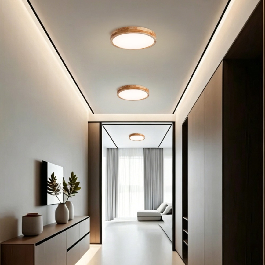Brilagi - LED prigušivo stropno svjetlo WOODLINE LED/48W/230V 3000-6000K hrast ø 40 cm + daljinski upravljač