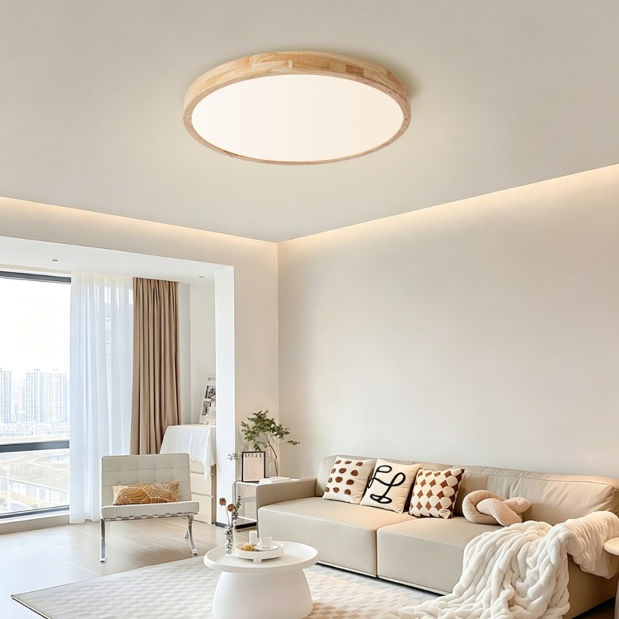 Brilagi - LED stropna svjetiljka s mogućnošću prigušivanja WOODLINE LED/72W/230V 3000-6000K hrast promjera 60 cm + daljinski upravljač