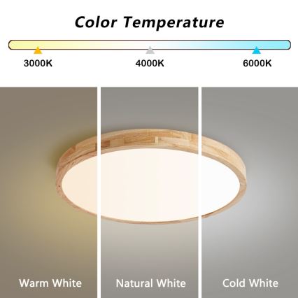 Brilagi - LED stropna svjetiljka s mogućnošću prigušivanja WOODLINE LED/72W/230V 3000-6000K hrast promjera 60 cm + daljinski upravljač