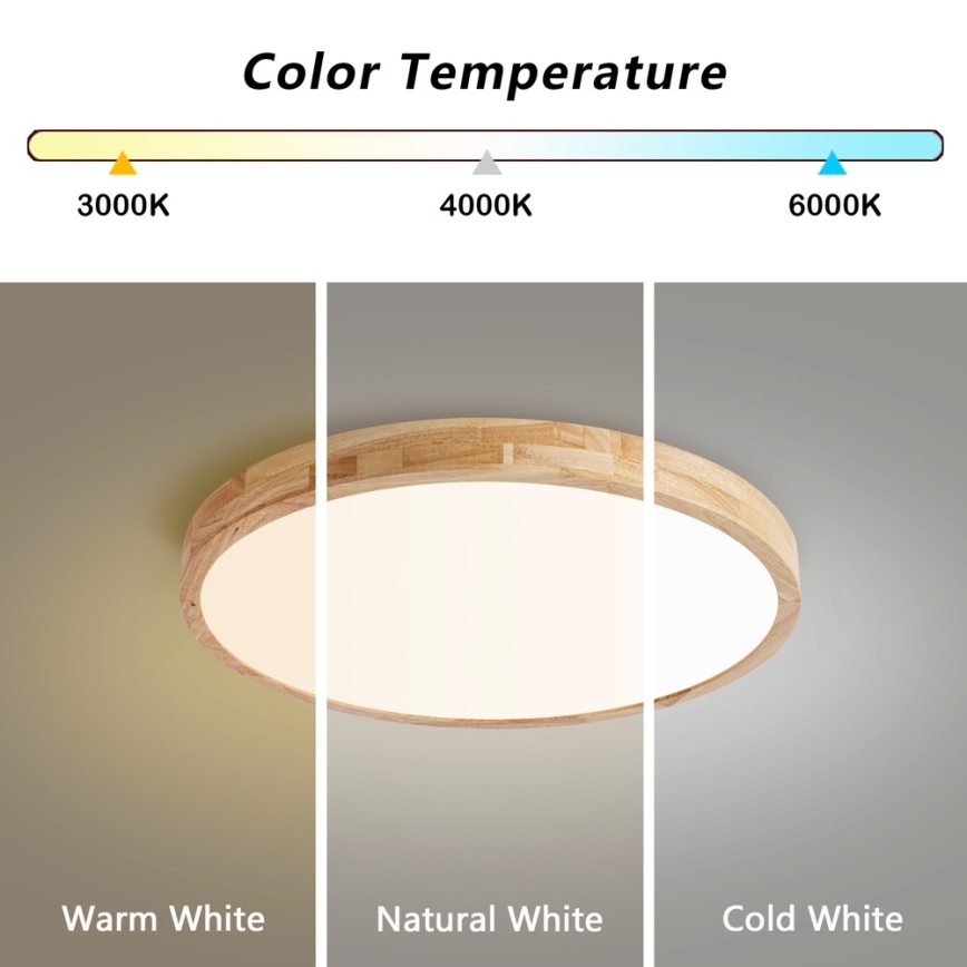 Brilagi - LED stropna svjetiljka s mogućnošću prigušivanja WOODLINE LED/72W/230V 3000-6000K hrast promjera 60 cm + daljinski upravljač