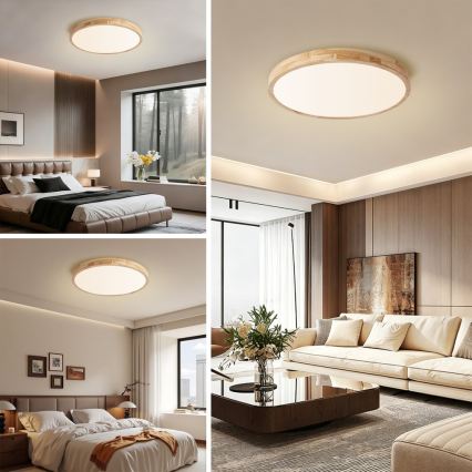 Brilagi - LED stropna svjetiljka s mogućnošću prigušivanja WOODLINE LED/72W/230V 3000-6000K hrast promjera 60 cm + daljinski upravljač