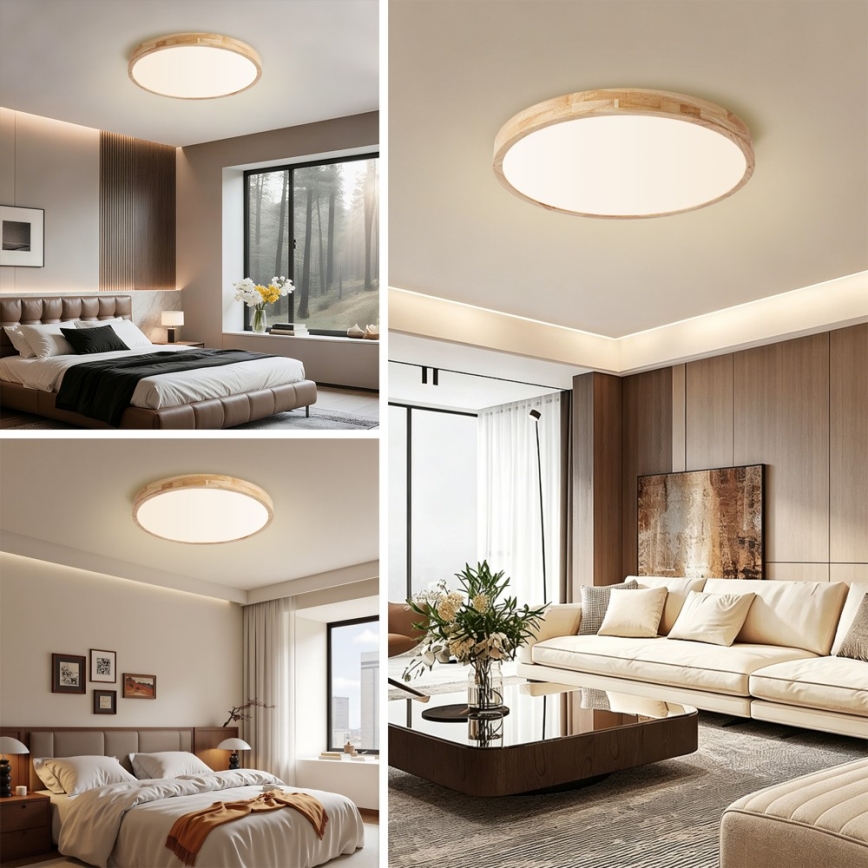 Brilagi - LED stropna svjetiljka s mogućnošću prigušivanja WOODLINE LED/72W/230V 3000-6000K hrast promjera 60 cm + daljinski upravljač