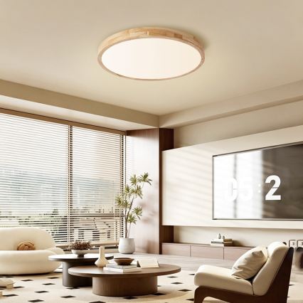 Brilagi - LED stropna svjetiljka s mogućnošću prigušivanja WOODLINE LED/72W/230V 3000-6000K hrast promjera 60 cm + daljinski upravljač
