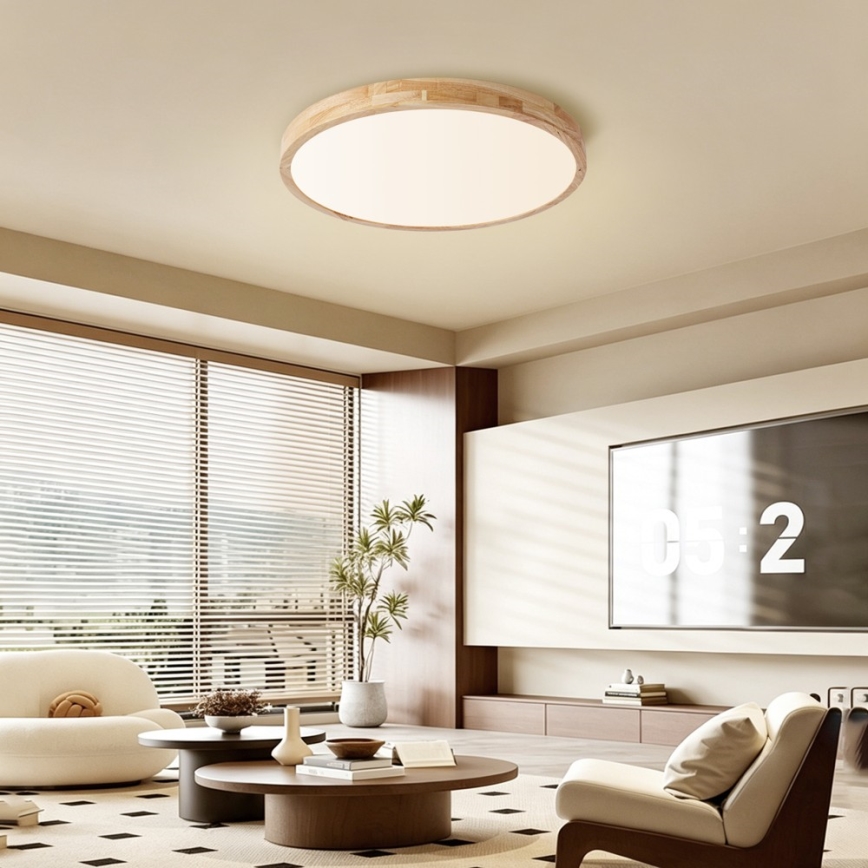 Brilagi - LED stropna svjetiljka s mogućnošću prigušivanja WOODLINE LED/72W/230V 3000-6000K hrast promjera 60 cm + daljinski upravljač