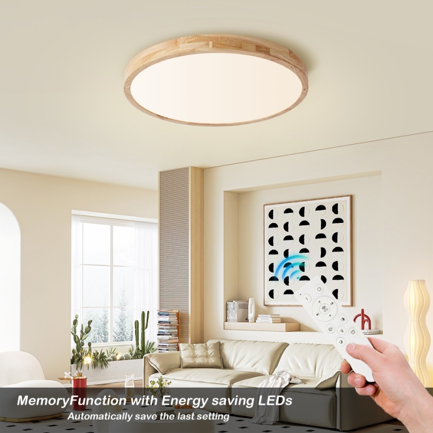 Brilagi - LED stropna svjetiljka s mogućnošću prigušivanja WOODLINE LED/72W/230V 3000-6000K hrast promjera 60 cm + daljinski upravljač