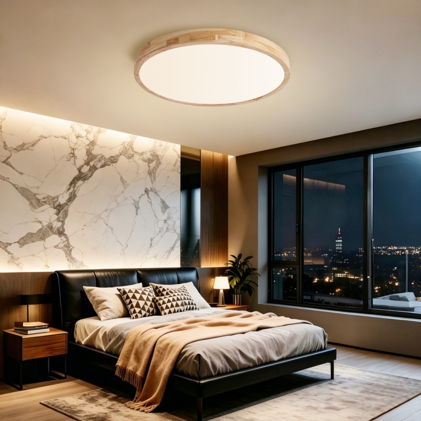 Brilagi - LED stropna svjetiljka s mogućnošću prigušivanja WOODLINE LED/72W/230V 3000-6000K hrast promjera 60 cm + daljinski upravljač