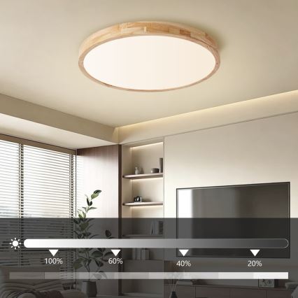 Brilagi - LED stropna svjetiljka s mogućnošću prigušivanja WOODLINE LED/72W/230V 3000-6000K hrast promjera 60 cm + daljinski upravljač