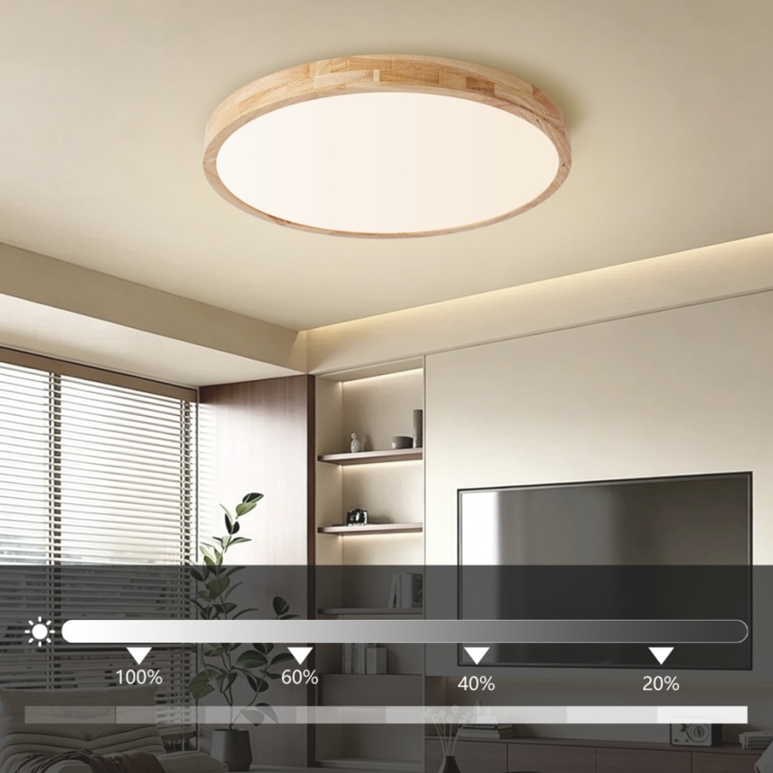 Brilagi - LED stropna svjetiljka s mogućnošću prigušivanja WOODLINE LED/72W/230V 3000-6000K hrast promjera 60 cm + daljinski upravljač