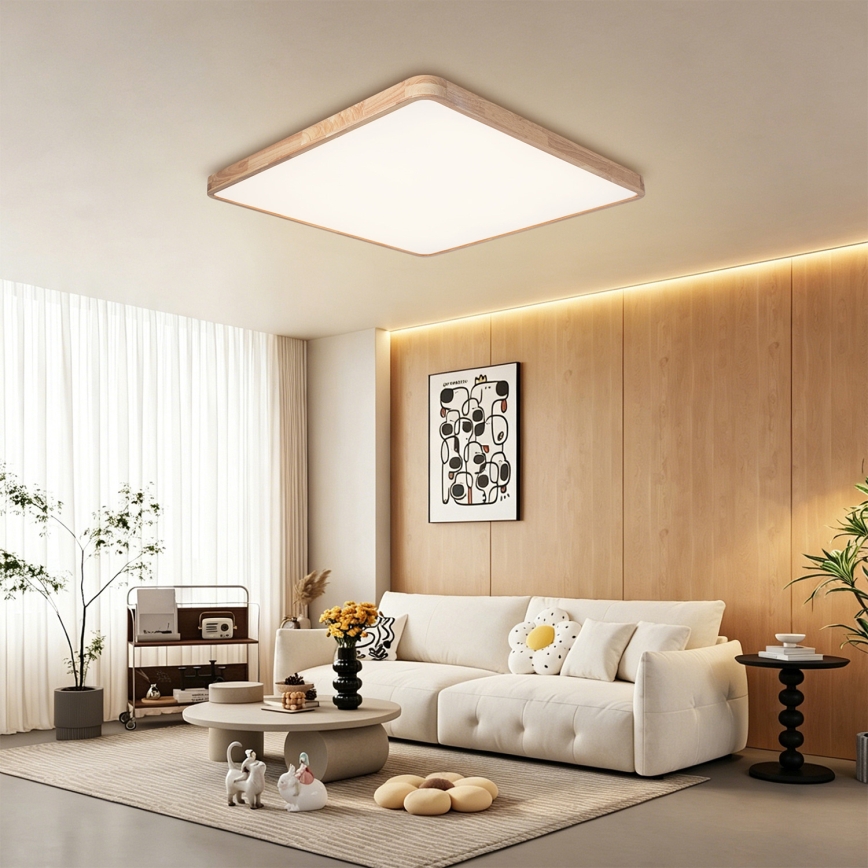 Brilagi - LED stropno svjetlo s mogućnošću prigušivanja WOODLINE SQUARE LED/180W/230V 3000-6000K hrast 100x100 cm + daljinsko upravljanje