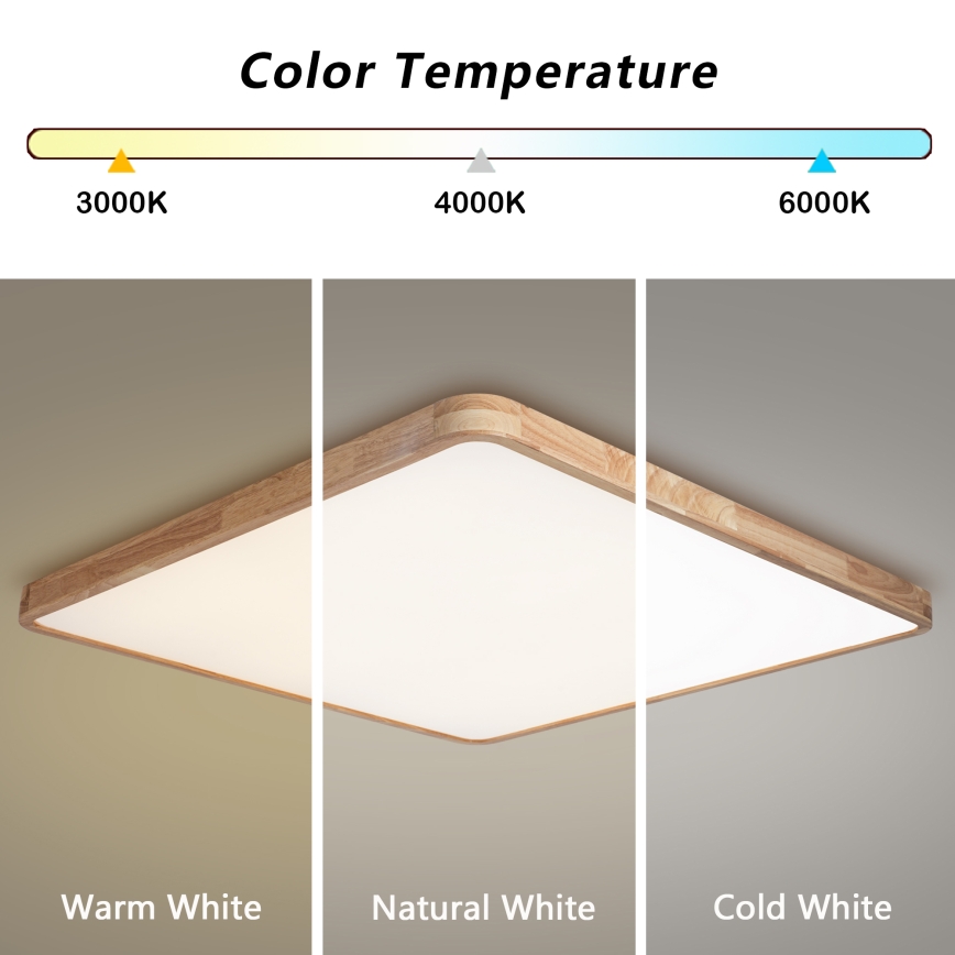 Brilagi - LED stropno svjetlo s mogućnošću prigušivanja WOODLINE SQUARE LED/180W/230V 3000-6000K hrast 100x100 cm + daljinsko upravljanje