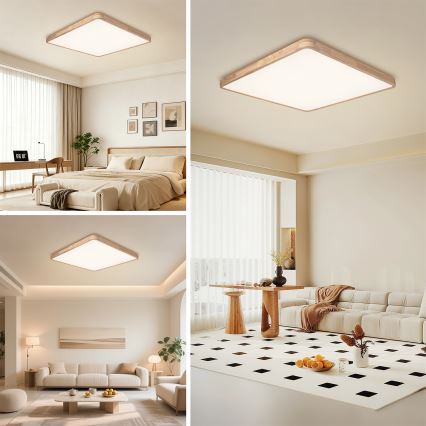 Brilagi - LED stropno svjetlo s mogućnošću prigušivanja WOODLINE SQUARE LED/180W/230V 3000-6000K hrast 100x100 cm + daljinsko upravljanje