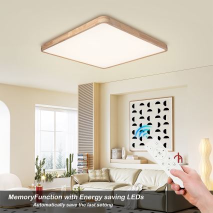 Brilagi - LED stropno svjetlo s mogućnošću prigušivanja WOODLINE SQUARE LED/180W/230V 3000-6000K hrast 100x100 cm + daljinsko upravljanje