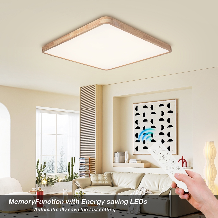 Brilagi - LED stropno svjetlo s mogućnošću prigušivanja WOODLINE SQUARE LED/180W/230V 3000-6000K hrast 100x100 cm + daljinsko upravljanje