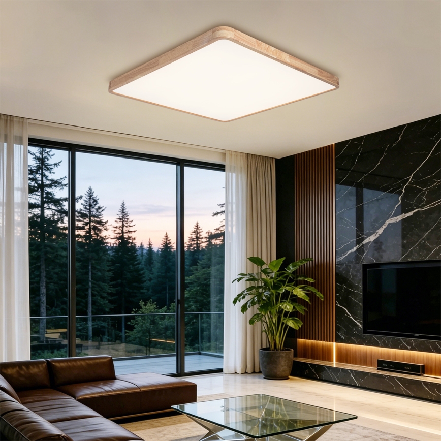 Brilagi - LED stropno svjetlo s mogućnošću prigušivanja WOODLINE SQUARE LED/180W/230V 3000-6000K hrast 100x100 cm + daljinsko upravljanje