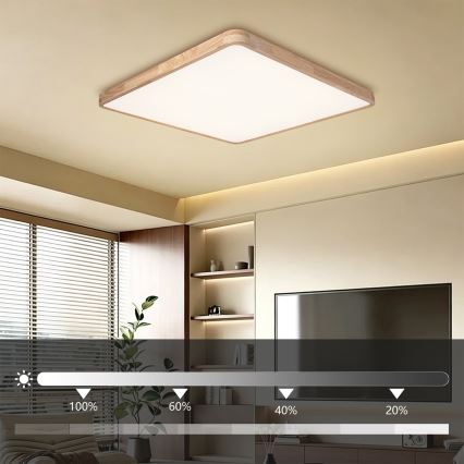 Brilagi - LED stropno svjetlo s mogućnošću prigušivanja WOODLINE SQUARE LED/180W/230V 3000-6000K hrast 100x100 cm + daljinsko upravljanje