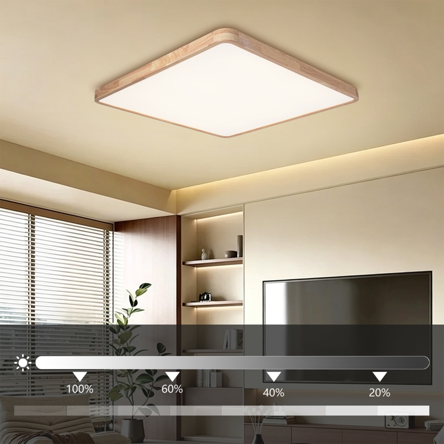 Brilagi - LED stropno svjetlo s mogućnošću prigušivanja WOODLINE SQUARE LED/180W/230V 3000-6000K hrast 100x100 cm + daljinsko upravljanje
