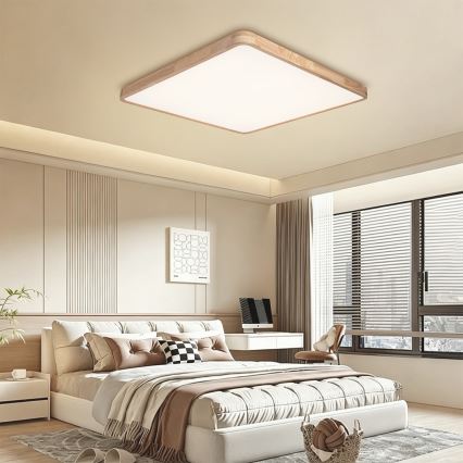 Brilagi - LED stropno svjetlo s mogućnošću prigušivanja WOODLINE SQUARE LED/180W/230V 3000-6000K hrast 100x100 cm + daljinsko upravljanje