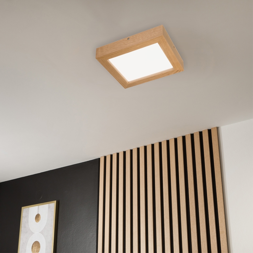 Brilagi - LED Prigušiva stropna svjetiljka za kupaonicu WOODY FRAME LED/24W/230V hrast 30x30 cm 3000-6000K IP44 + daljinski upravljač