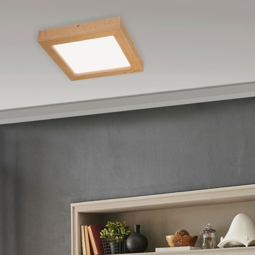 Brilagi - LED Prigušiva stropna svjetiljka za kupaonicu WOODY FRAME LED/24W/230V hrast 30x30 cm 3000-6000K IP44 + daljinski upravljač