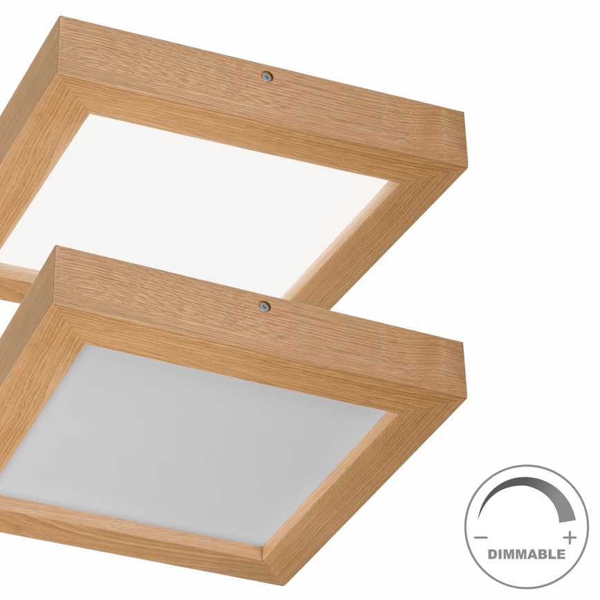 Brilagi - LED Prigušiva stropna svjetiljka za kupaonicu WOODY FRAME LED/24W/230V hrast 30x30 cm 3000-6000K IP44 + daljinski upravljač