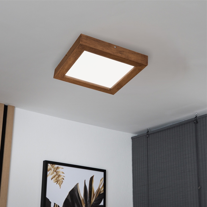 Brilagi - LED Prigušiva stropna svjetiljka za kupaonicu WOODY FRAME LED/24W/230V hrast trešnja 30x30 cm 3000-6000K IP44 + daljinski upravljač